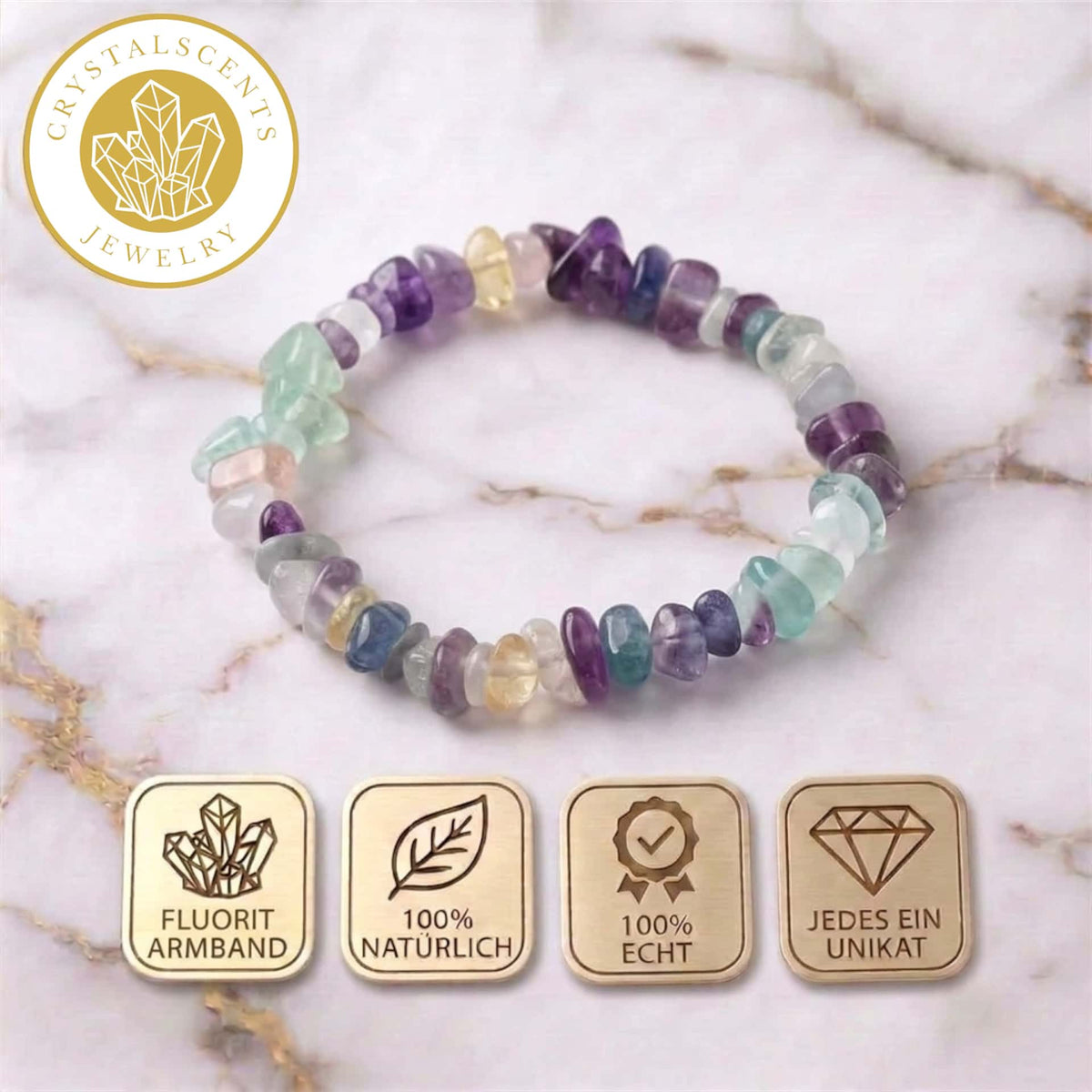 Fluorit Splitterarmband - Fokus & innere Balance