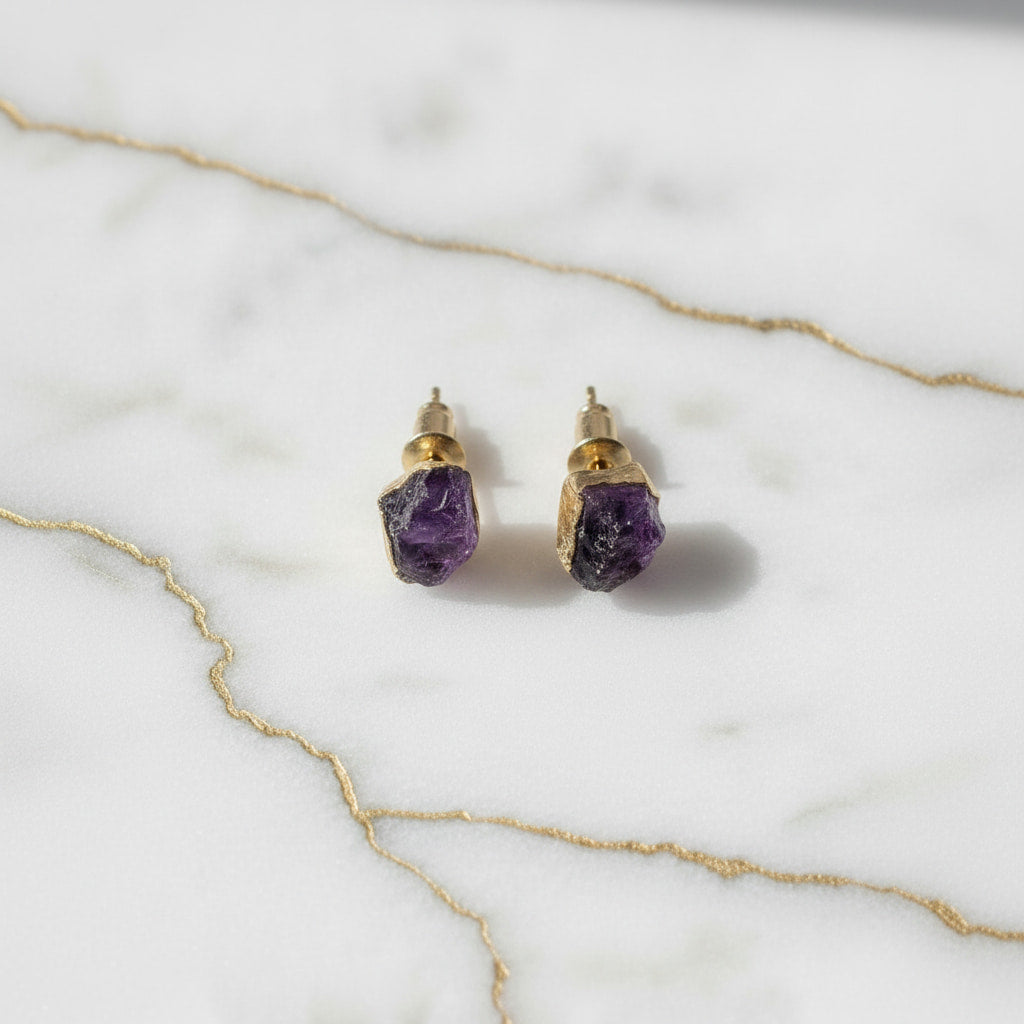 Amethyst Ohrringe – Funkelnde Naturkraft | CrystalScents CrystalScents