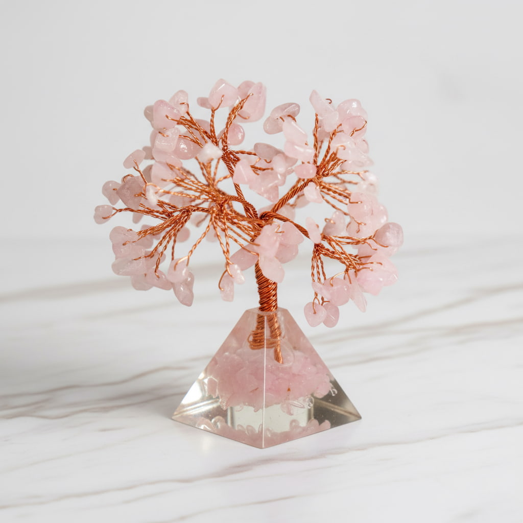 Rosenquarz Baum - Orgonit Pyramide