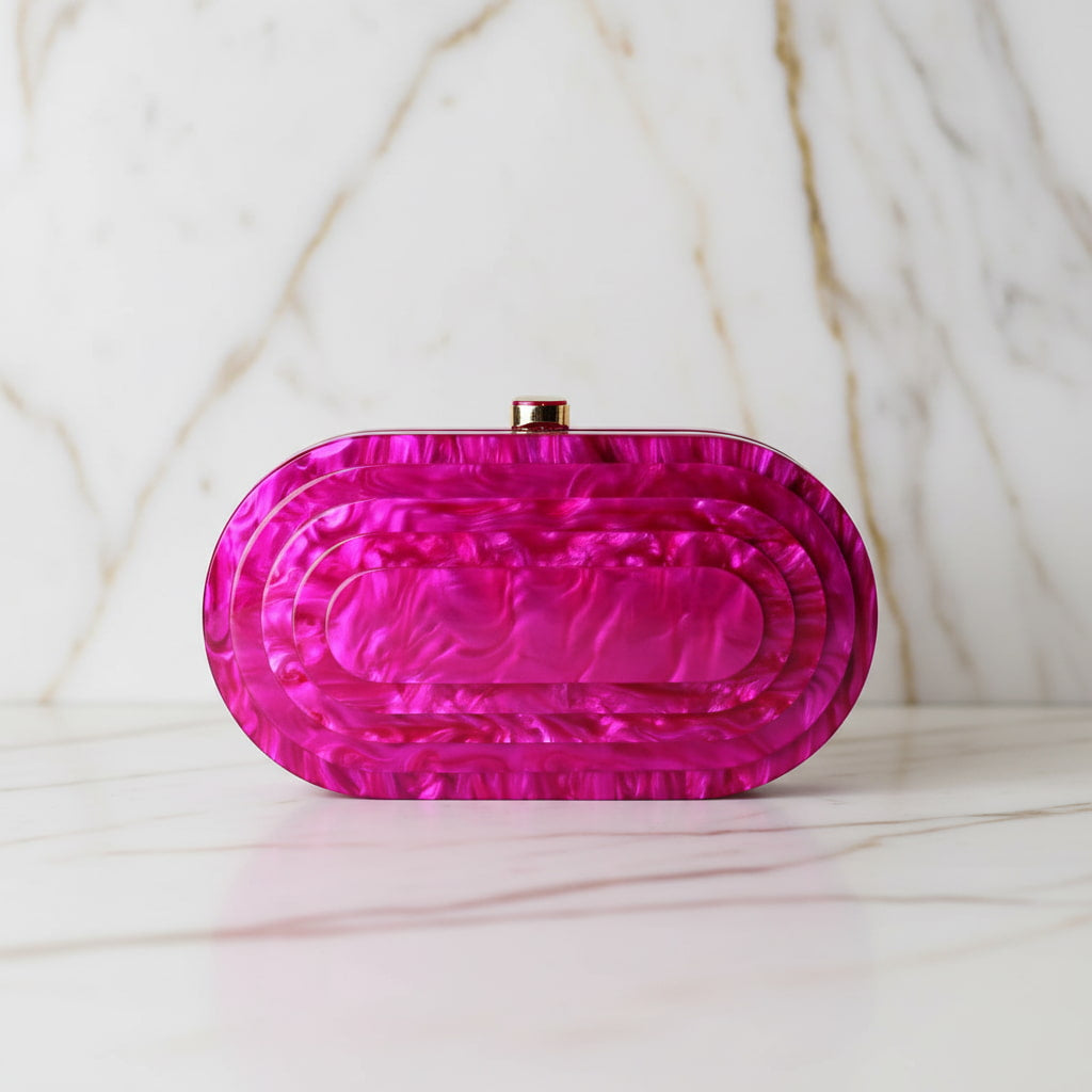Clutch mit Perlmuttlook in Pink – strahlender Farbakzent CrystalScents