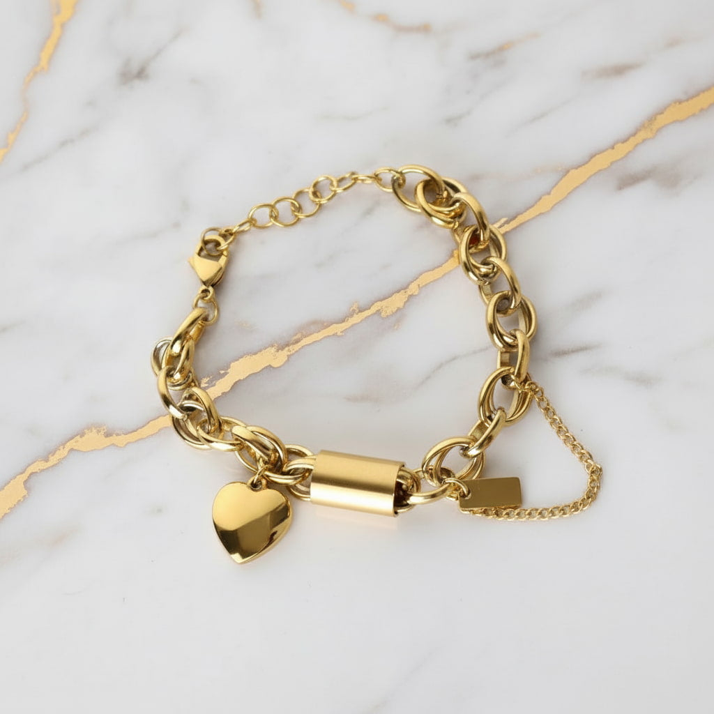 Armband in Gold mit Herz – Grobes Design CrystalScents