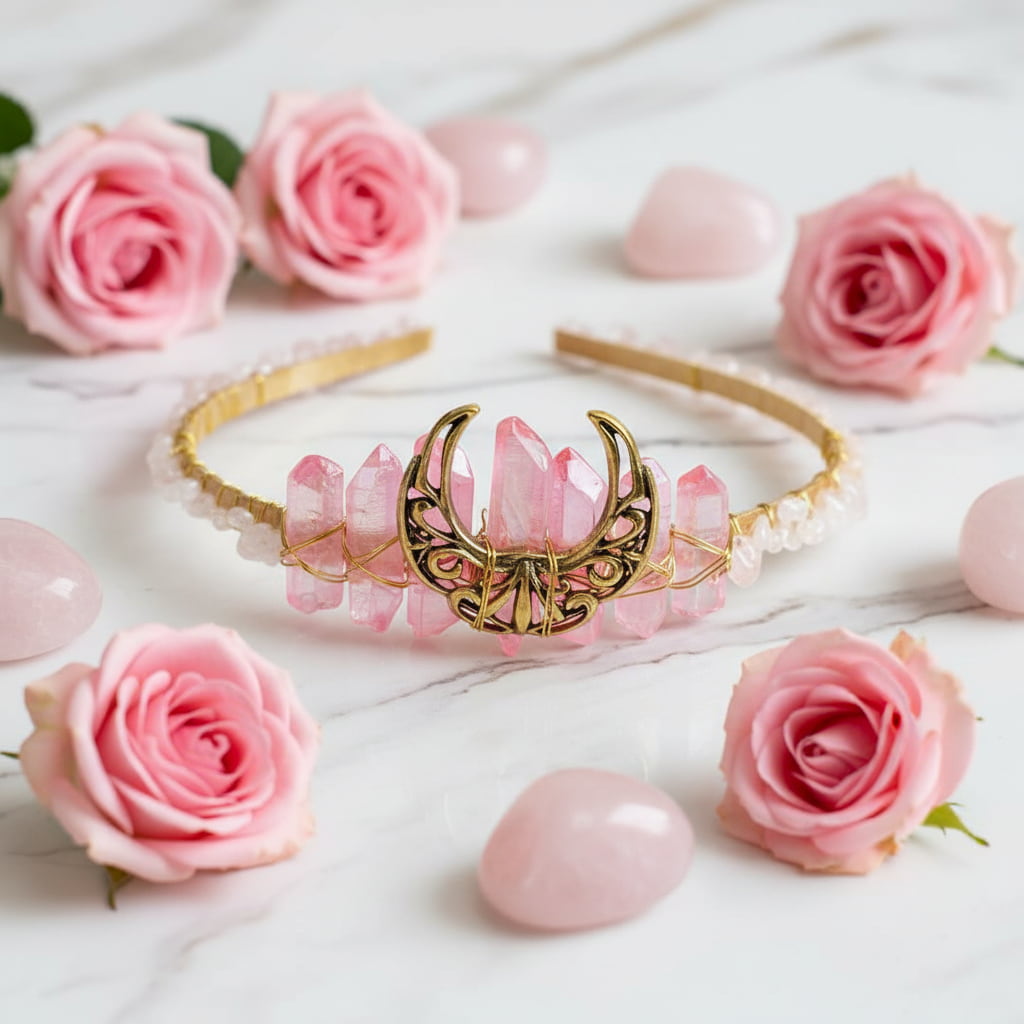 Rosenquarz Tiara - Für besondere Anlässe
