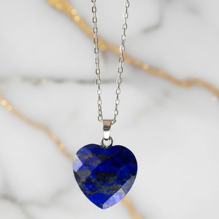 Lapislazuli Halskette - Facettiertes Herz CrystalScents