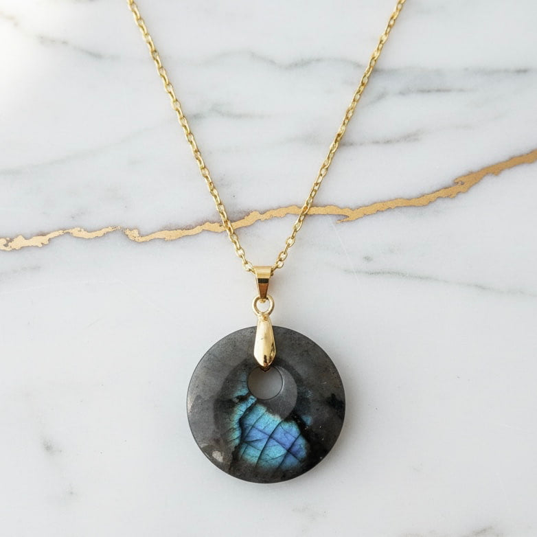 Labradorit Halskette - Rundes Design