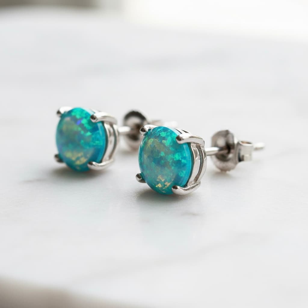 Opal Ohrringe - Blaues Leuchten