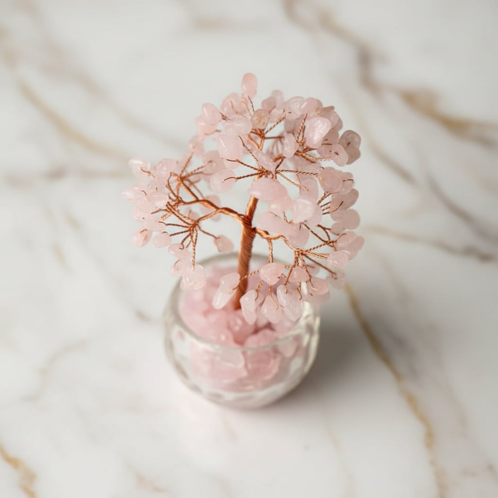 Rosenquarz Baum - Dekoelement mit Topf CrystalScents