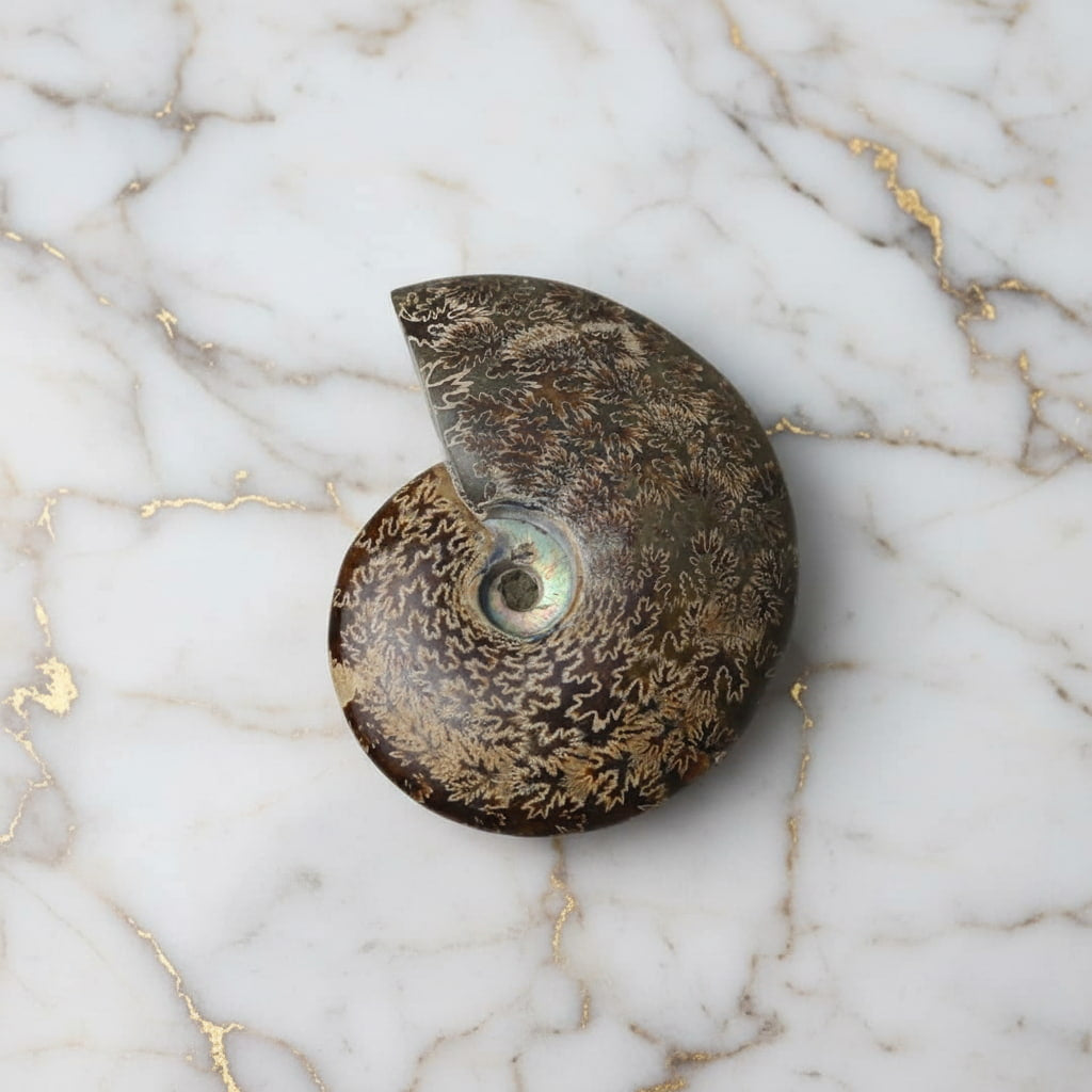 Ammonit mit Halterung - Fossiles Highlight