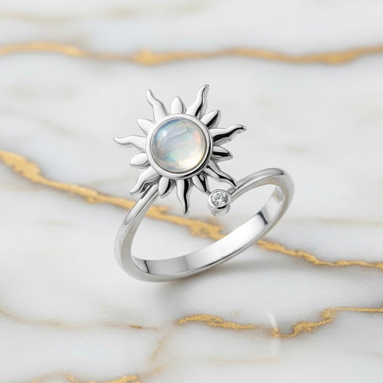 Ring offen silber mit drehbarer Sonne CrystalScents