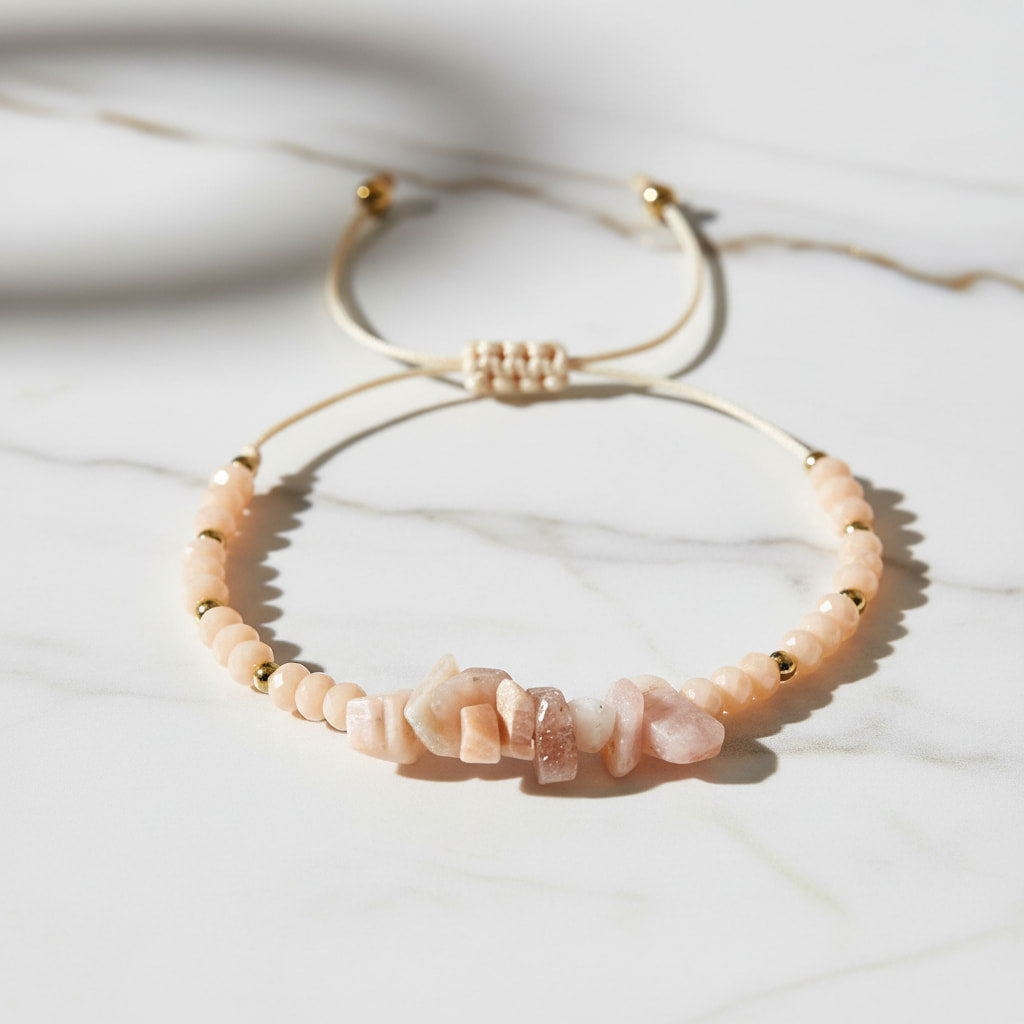 Pfirsich Mondstein Schutzarmband - Wärme & Glanz