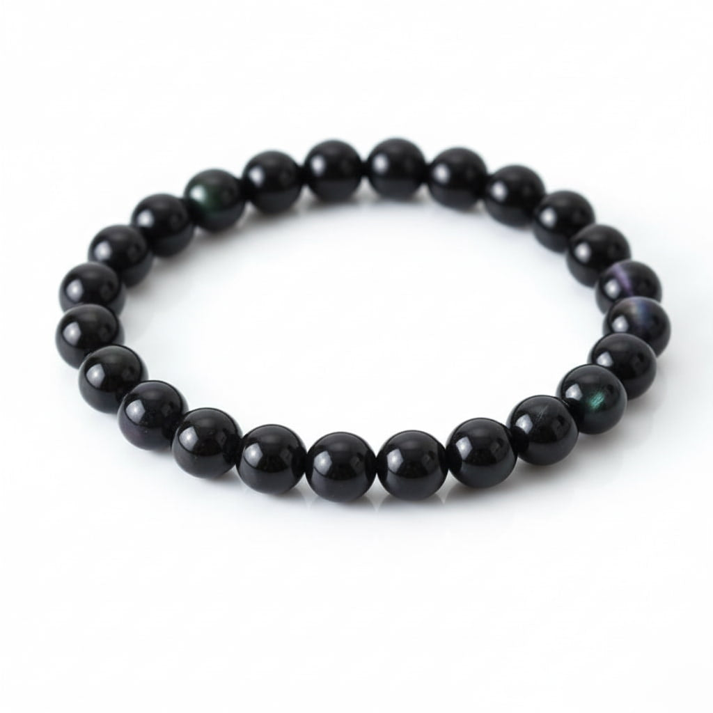 Regenbogen Obsidian Kugelarmband - Regenbogen-Schimmer CrystalScents