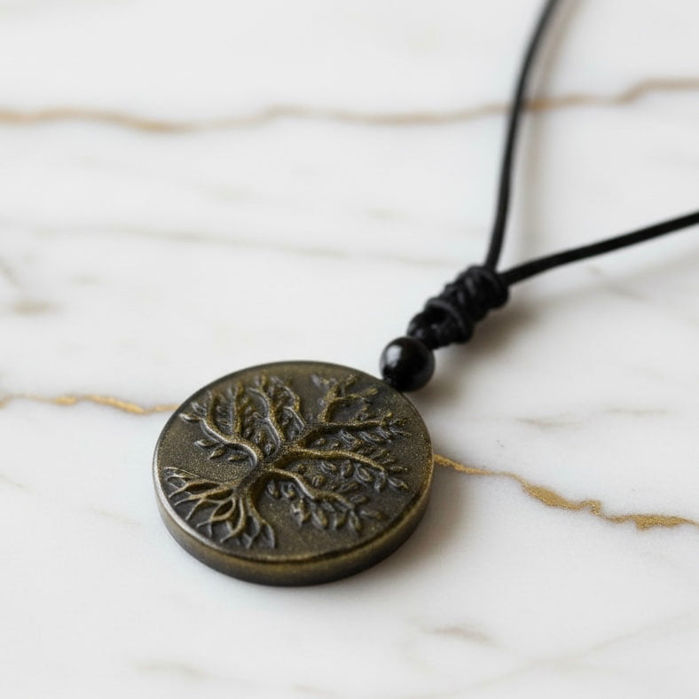 Gold Obsidian Halskette - Baum des Lebens CrystalScents
