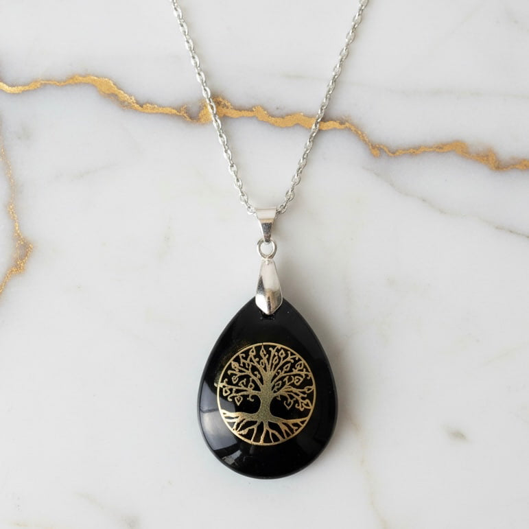 Obsidian Halskette „Baum des Lebens“ CrystalScents