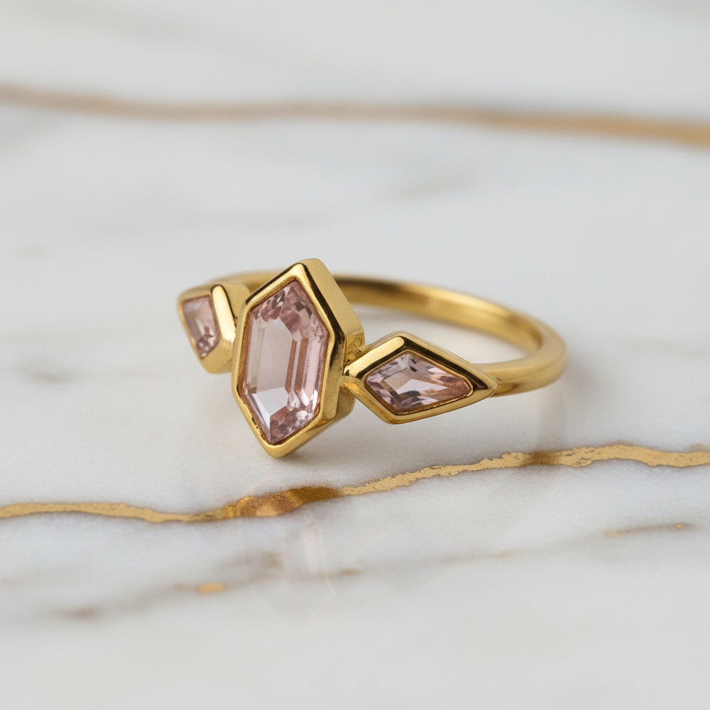 Ring – Goldener mit rosafarbenem Akzent CrystalScents