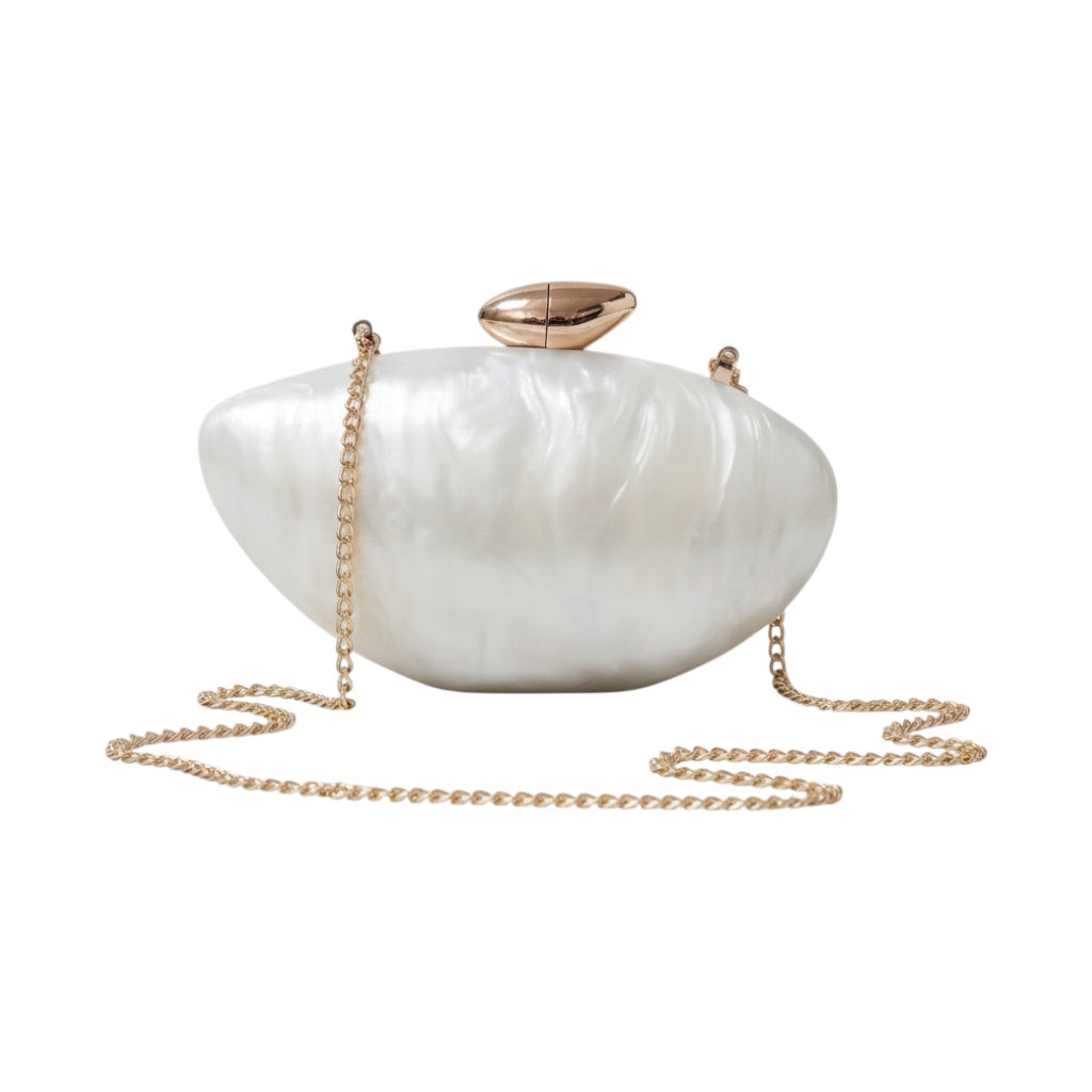 Clutch in weißem Perlmutt – mit zartem Glanz CrystalScents