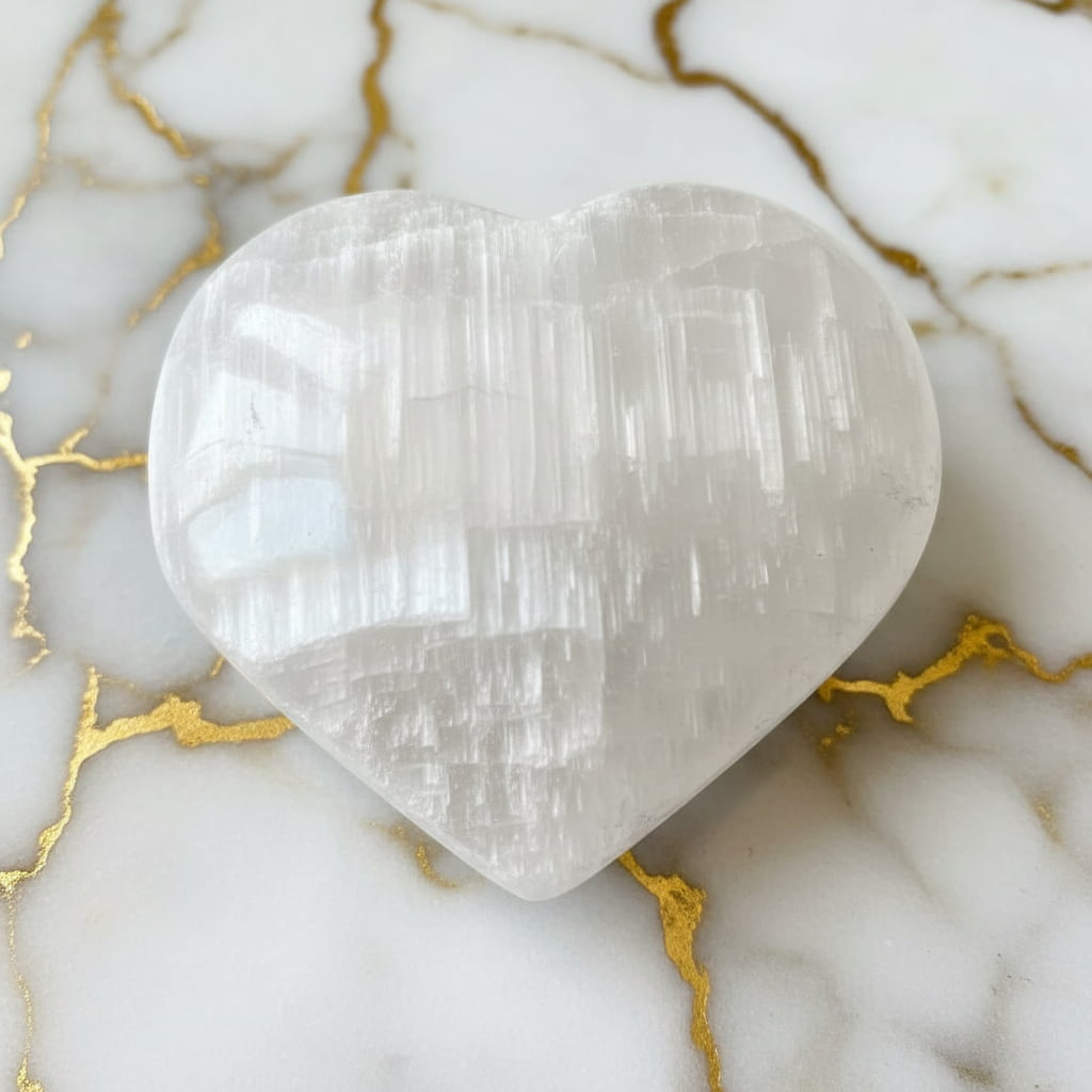 Selenit Herz – Reines Licht für Harmonie JETZT sichern CrystalScents