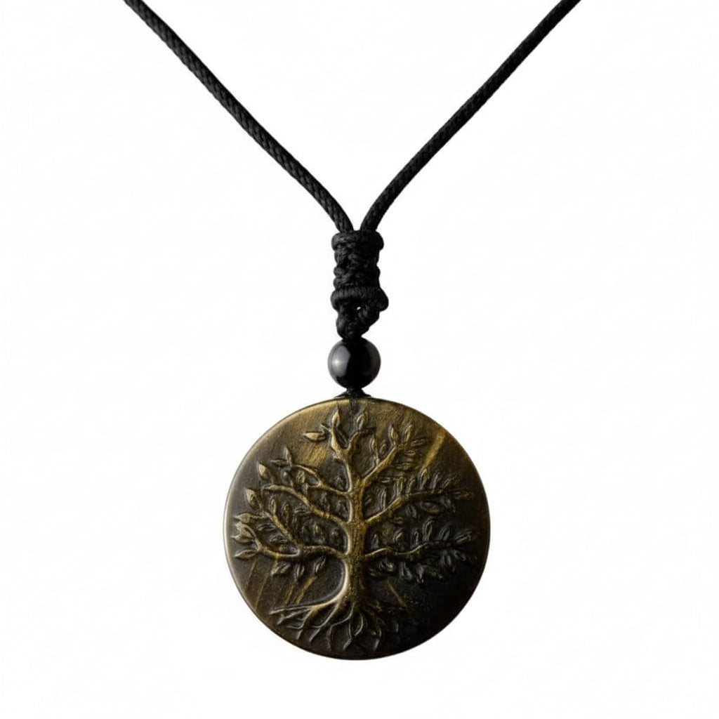 Gold Obsidian Halskette - Baum des Lebens CrystalScents