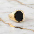 Onyx Ring Gold - schwarzer ovaler Kristall CrystalScents