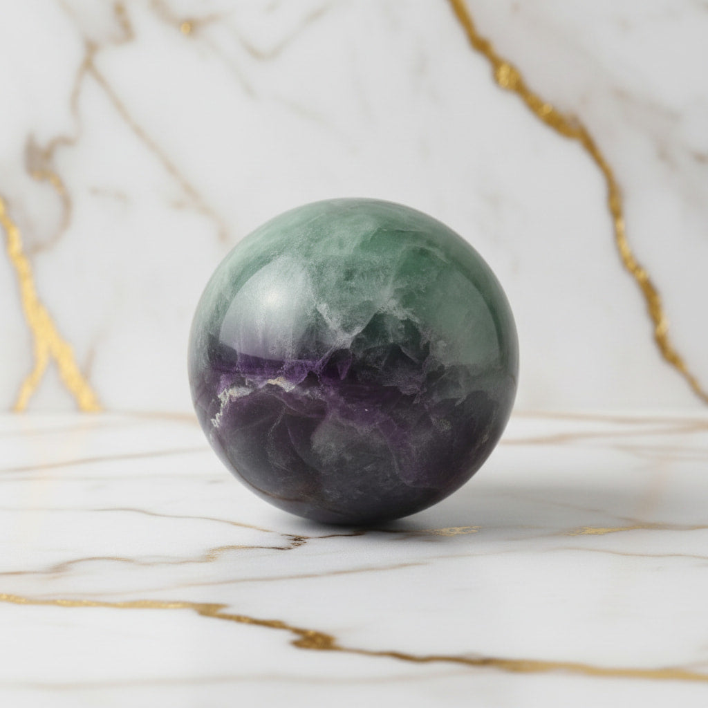 Große Fluorit Kugel – Dekoratives Highlight in Grün & Lila CrystalScents