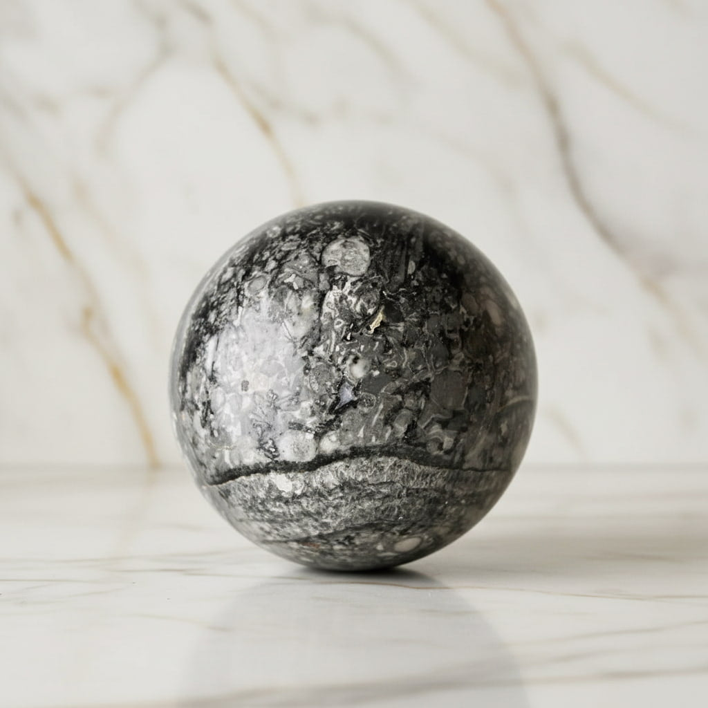 Große Jaspis Kugel - Versteinerte Muscheln CrystalScents