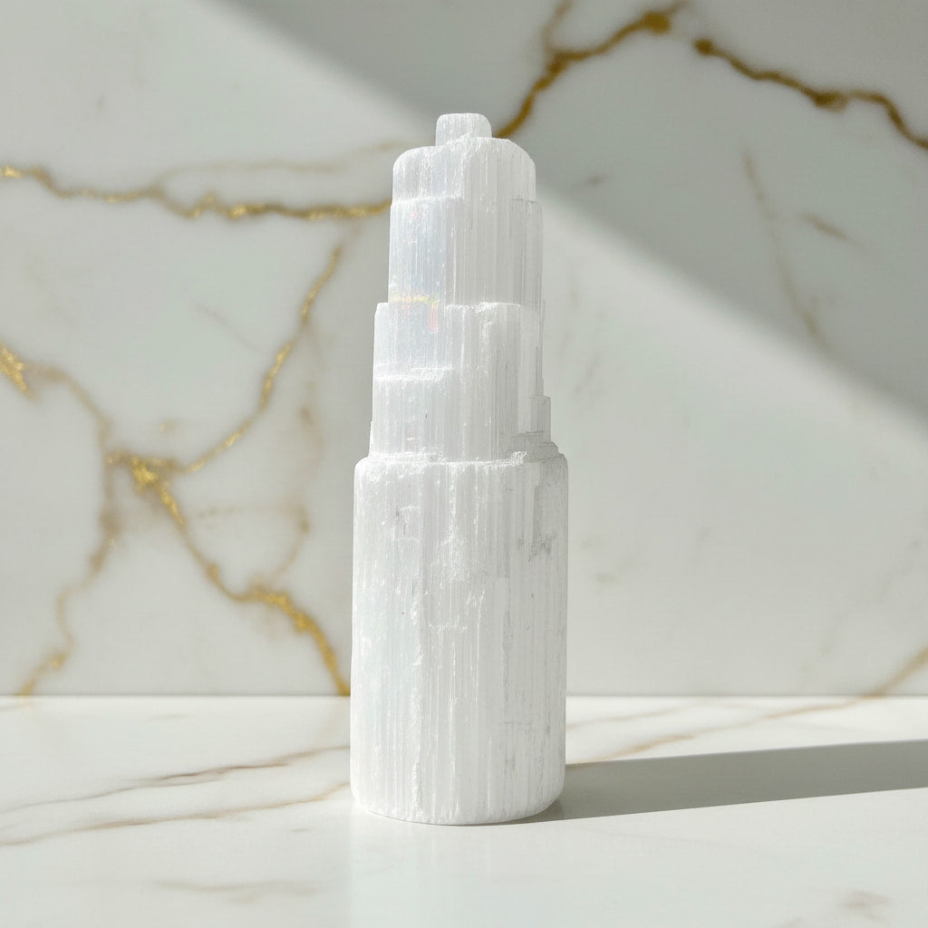 Selenit Turm – Kraftvolles Naturstück JETZT sichern CrystalScents