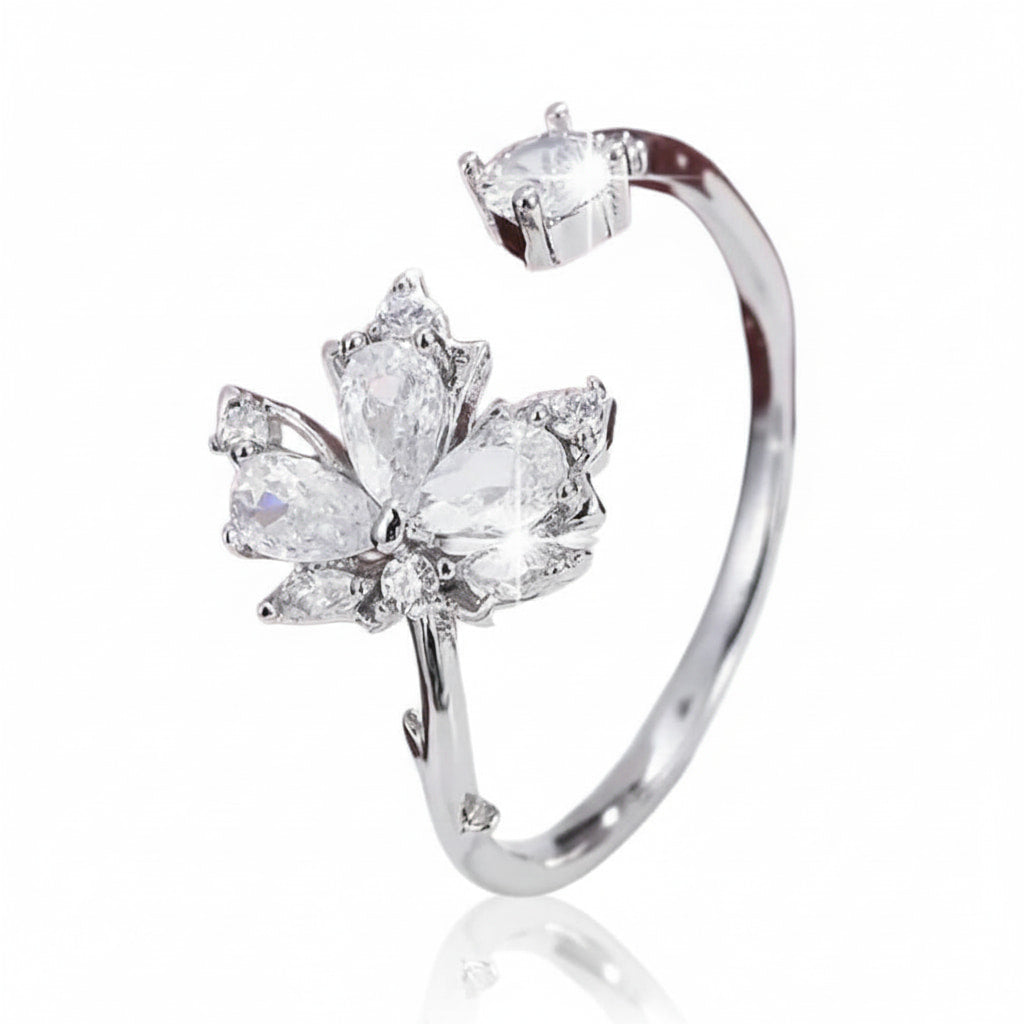 Ring offen mit weißem Ahornblatt CrystalScents