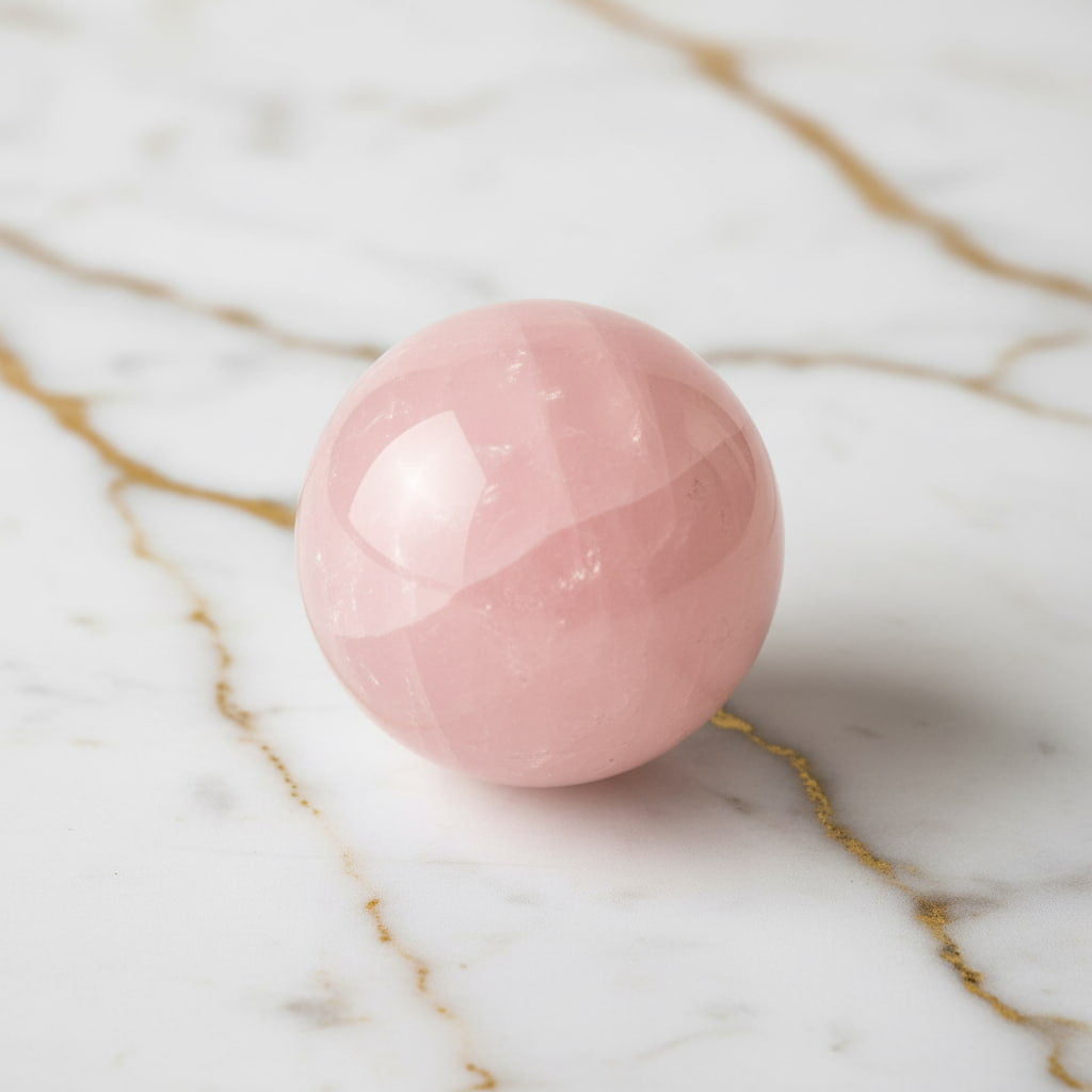 Rosenquarz Kugel – Zarte rosa Schwingungen CrystalScents