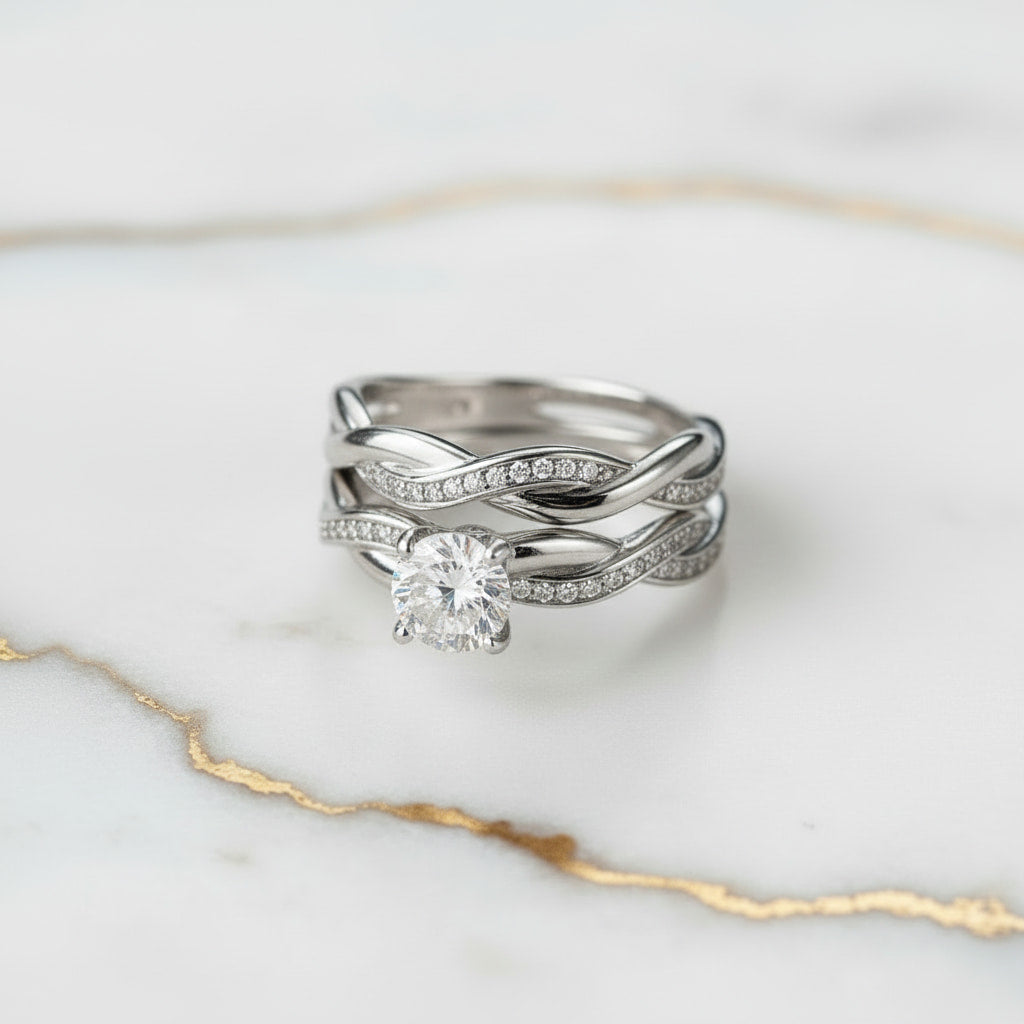 Ring - Silberner 2-teiliger Stacking-Ring CrystalScents
