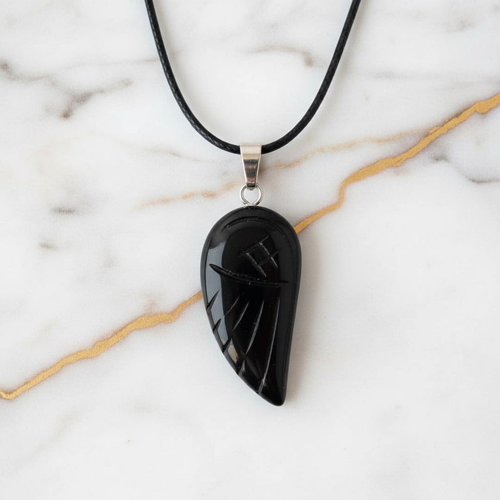 Obsidian Halskette - Flügel Anhänger CrystalScents