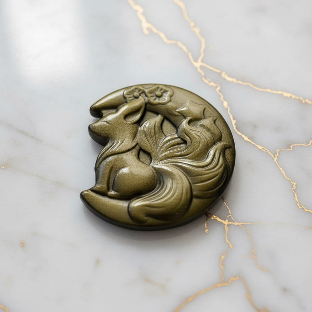 Gold Obsidian Fuchs – Feine Naturfigur mit edlem Schimmer CrystalScents