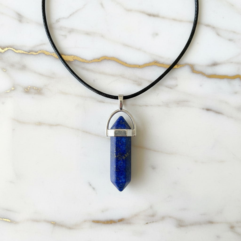 Lapislazuli Halskette – Doppelender-Anhänger für Balance CrystalScents