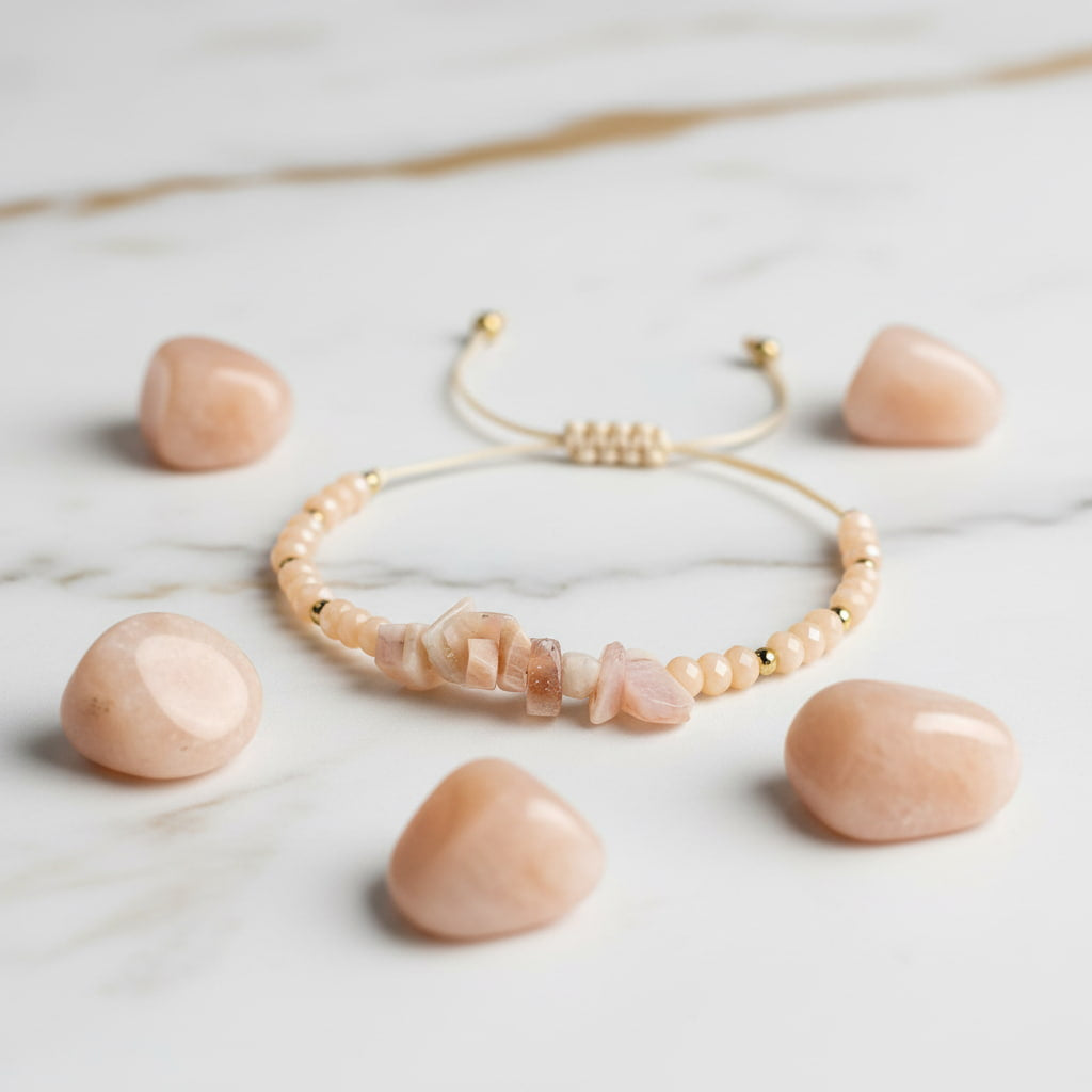 Pfirsich Mondstein Schutzarmband - Wärme & Glanz CrystalScents
