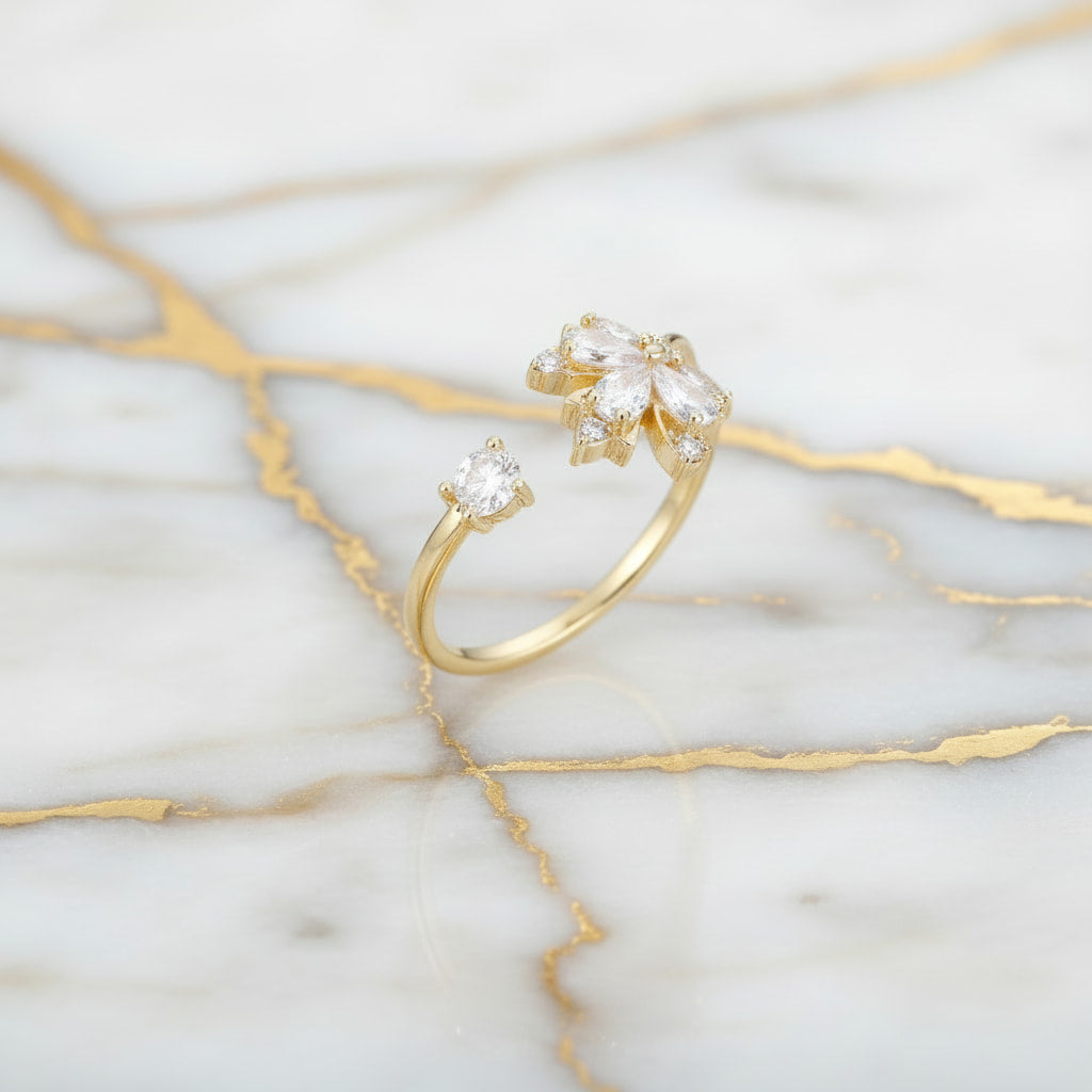 Ring offen mit weißem Ahornblatt CrystalScents