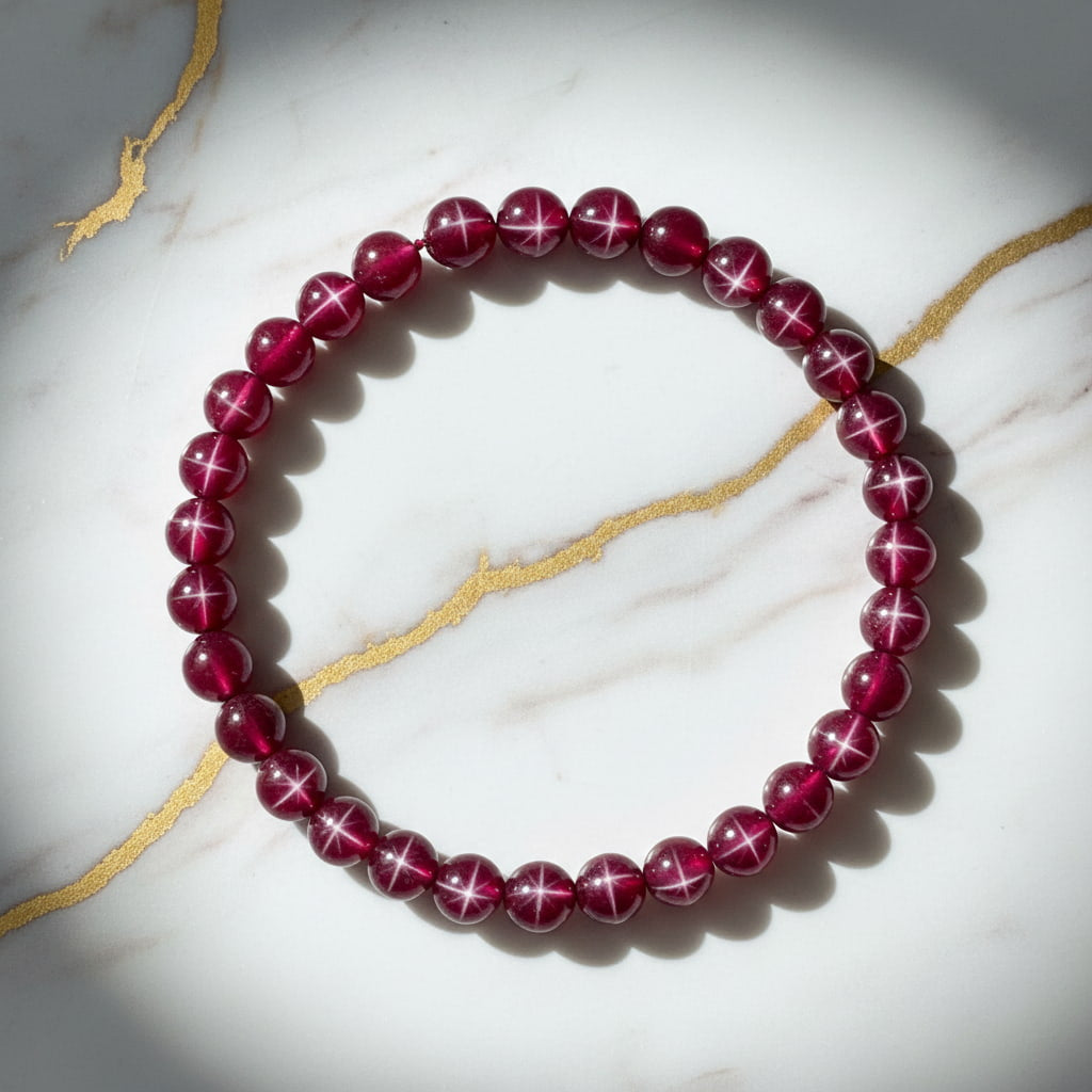 Star Rubin Kugelarmband - Leuchtender Stern-Effekt CrystalScents