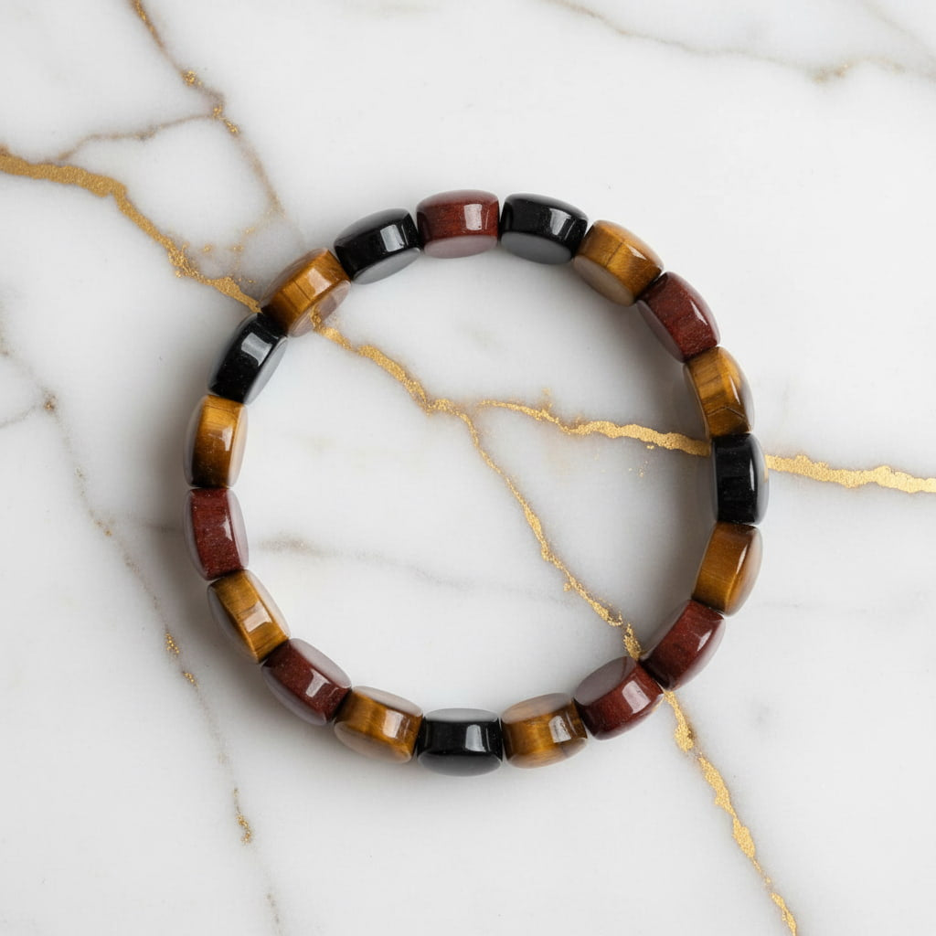 Tigerauge Armband - Dreifarbige Kombination