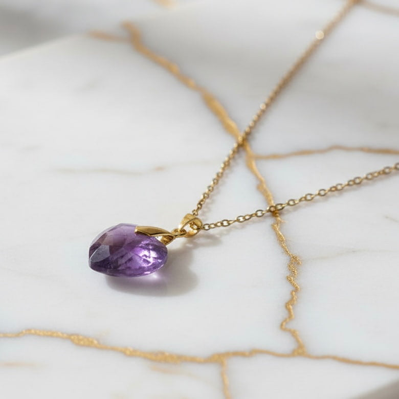 Amethyst Halskette - Violettes Kristallherz CrystalScents