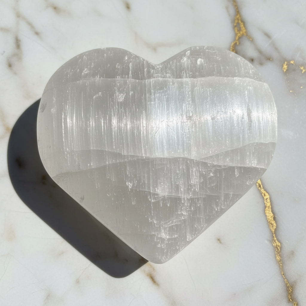 Selenit Herz – Reines Licht für Harmonie JETZT sichern CrystalScents