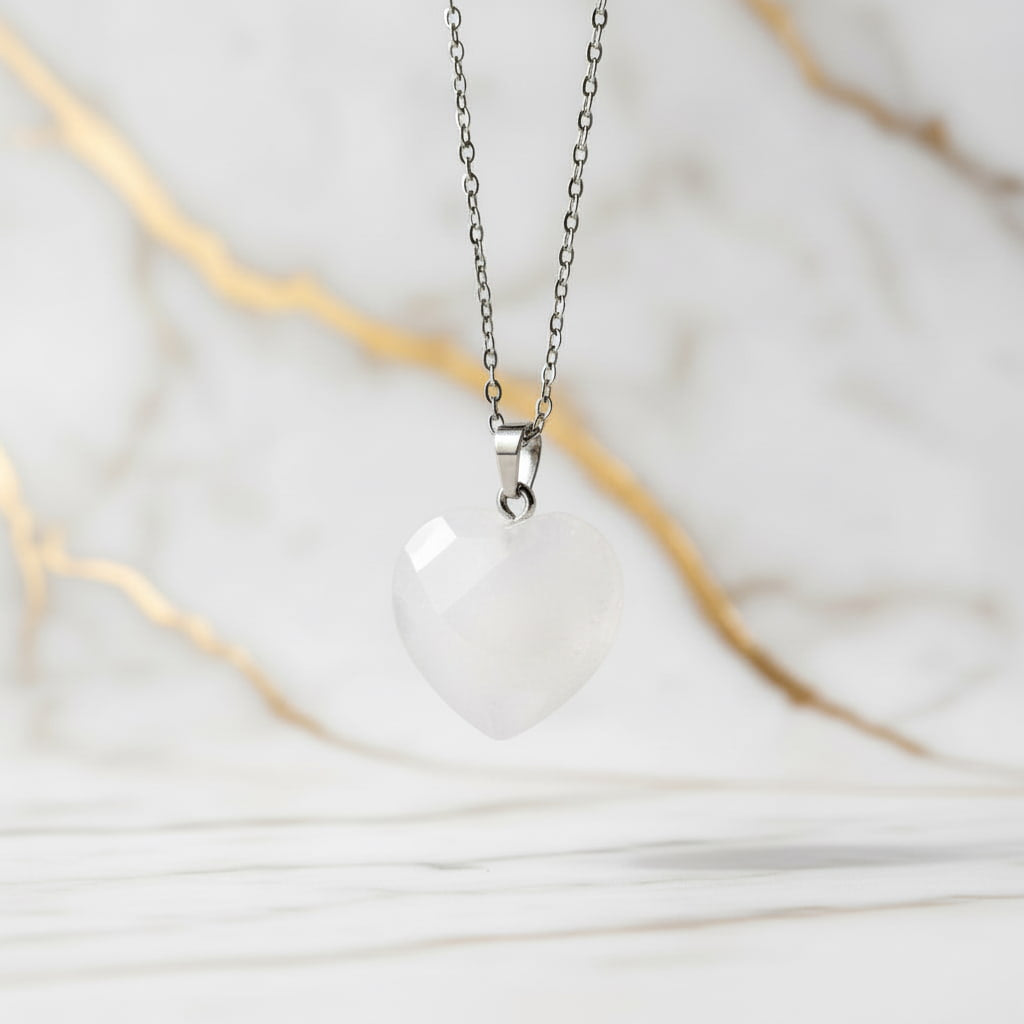 Bergkristall Halskette - Facettiertes Herz