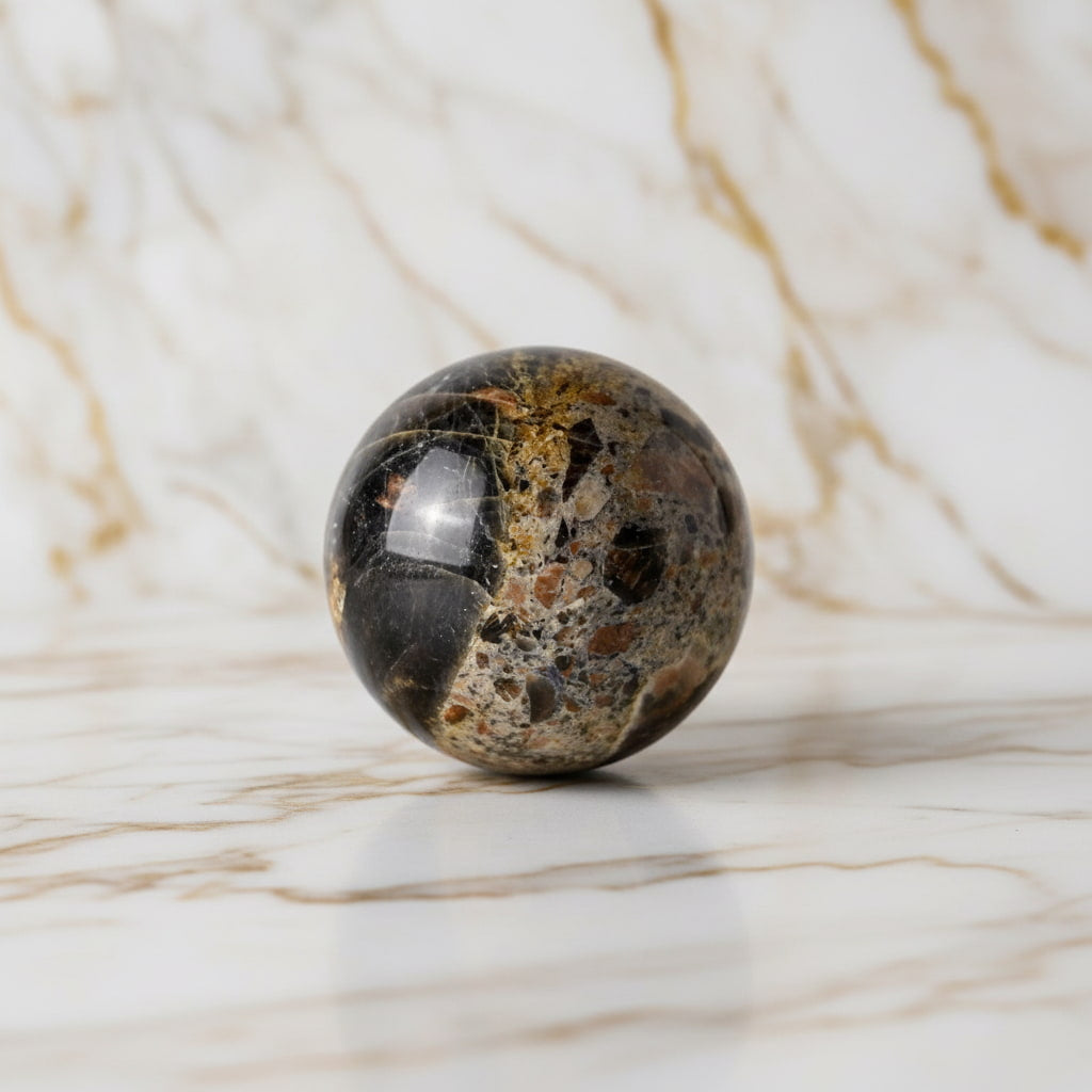 Schwarze Mondstein Kugel – Schutz & Intuition CrystalScents