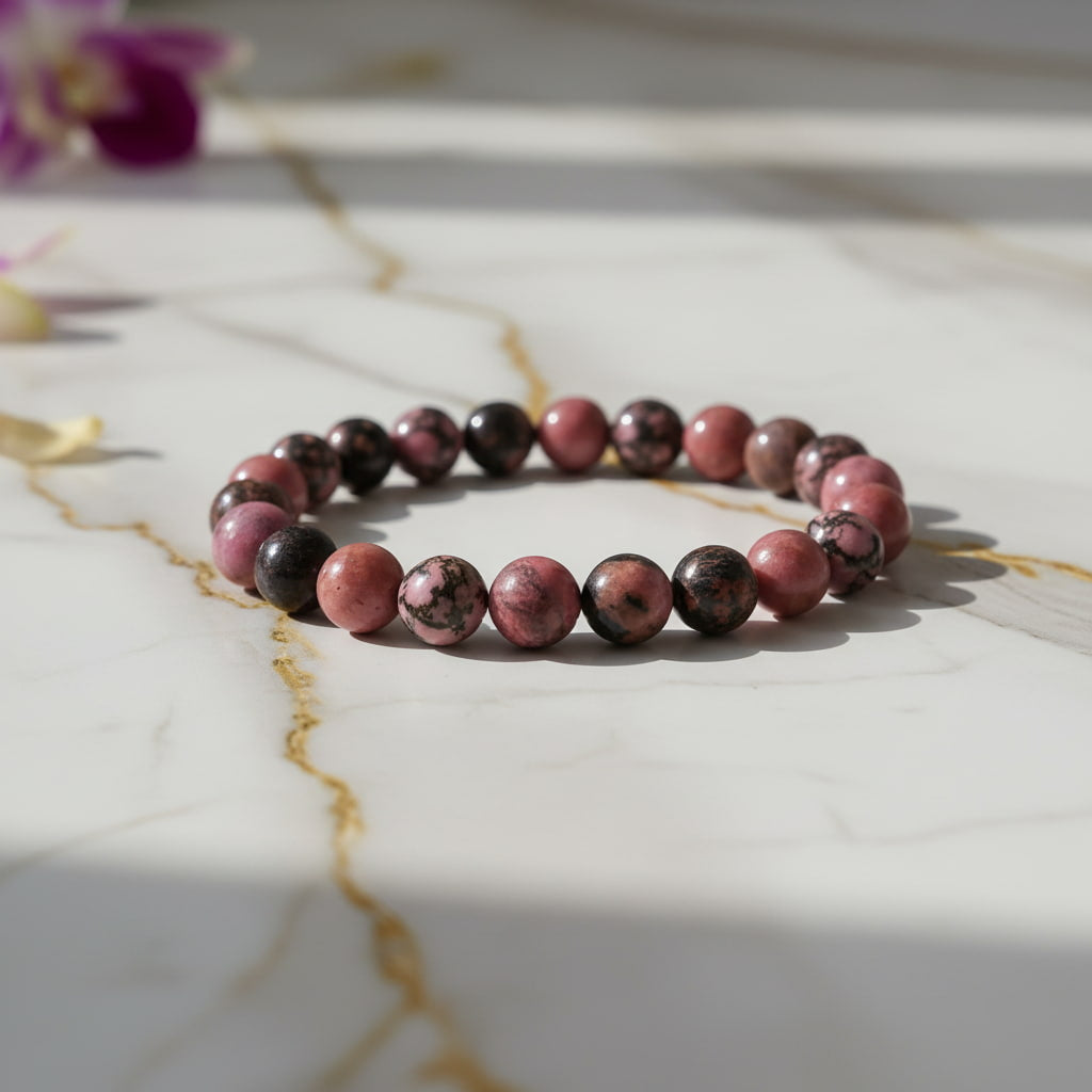 Rhodonit Kugelarmband – Herzöffnung & emotionale Balance CrystalScents