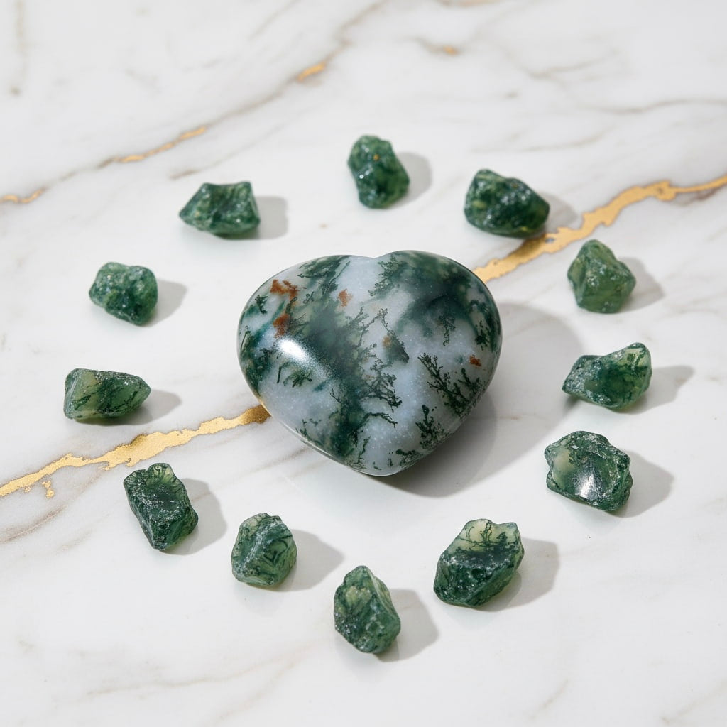 Mini Moosachat Herz – Kleiner Glücksbringer CrystalScents