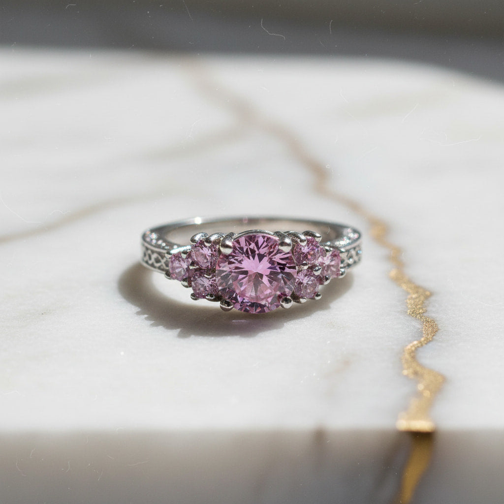 Ring Silber – Funkelnde rosa Akzente CrystalScents