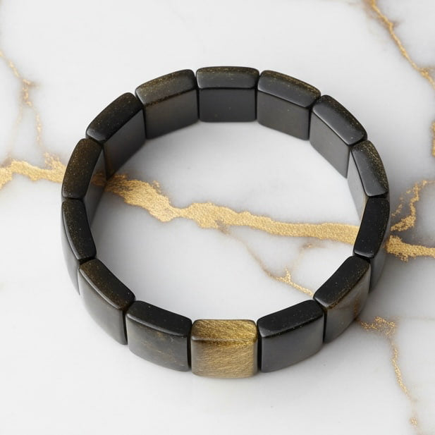 Gold Obsidian – Breites Armband mit magischem Schimmer CrystalScents