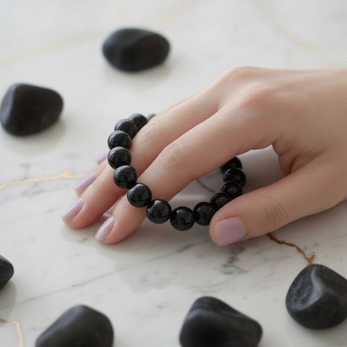 Obsidian Kugelarmband – Tiefschwarzer Glanz CrystalScents