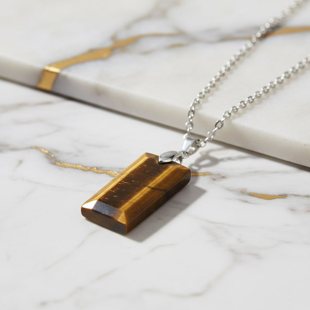 Tigerauge Halskette - Geschliffener Anhänger JETZT sichern CrystalScents