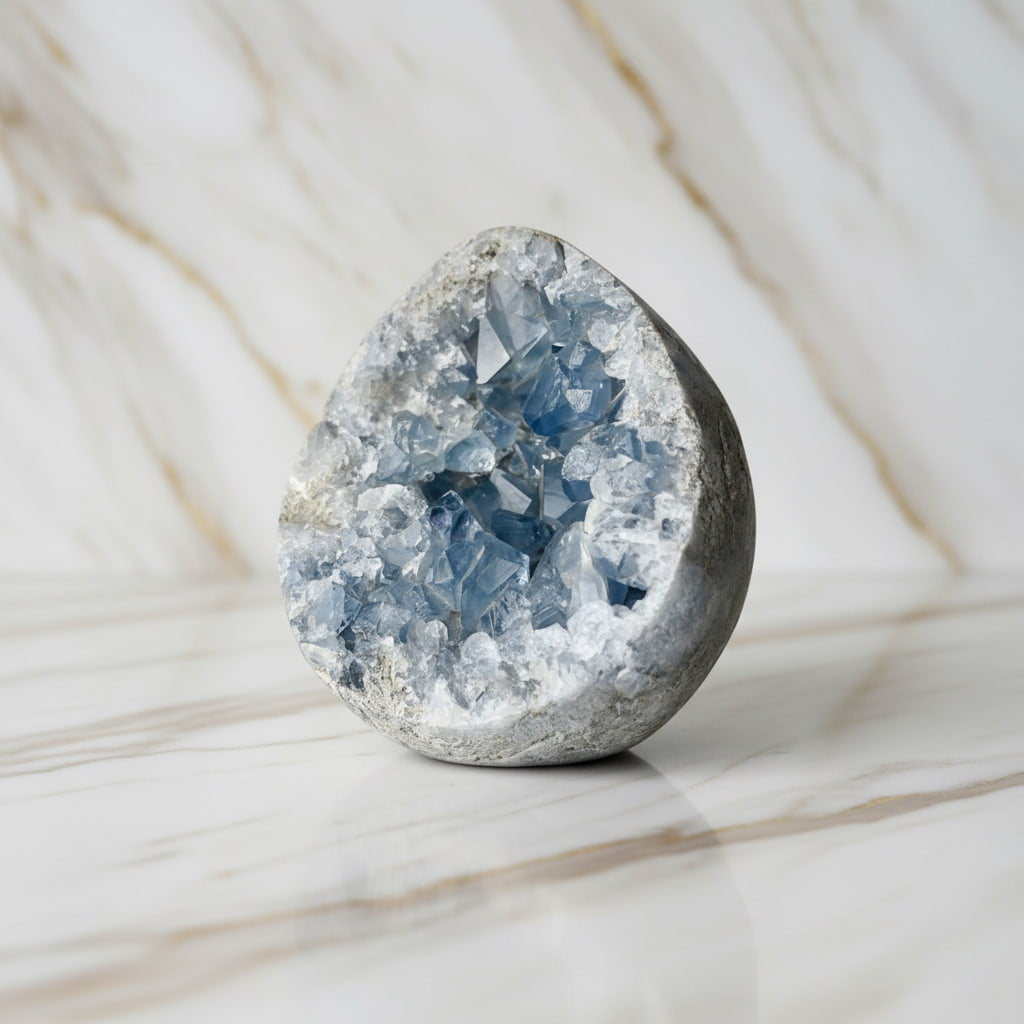 Großes Celestit Cluster Ei – vereint Schönheit mit sanfter Energie CrystalScents