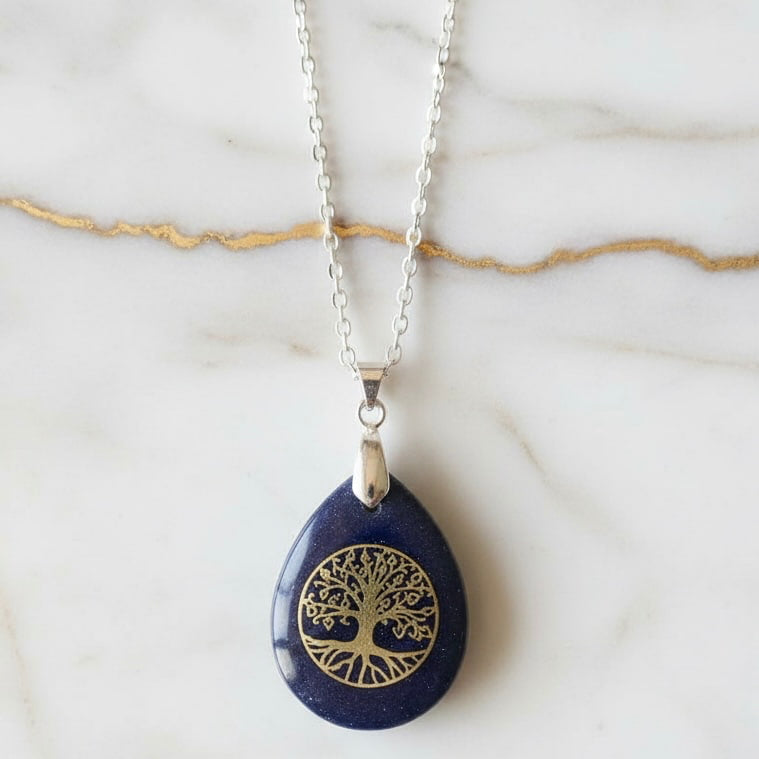 Blaufluss Halskette „Baum des Lebens“ CrystalScents