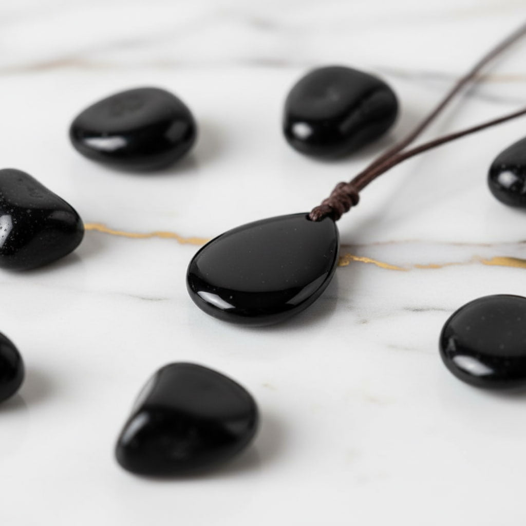 Obsidian Halskette - Tropfenförmiger Anhänger CrystalScents