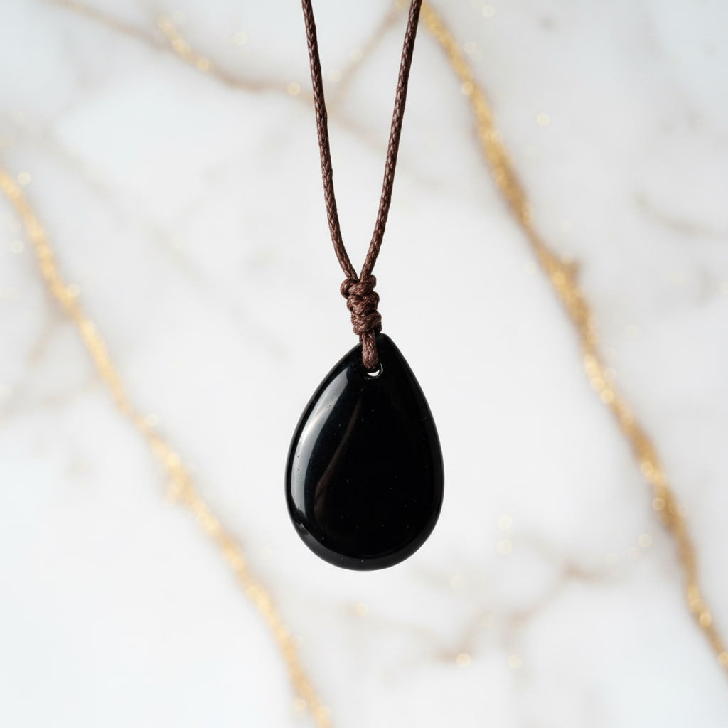 Obsidian Halskette - Tropfenförmiger Anhänger