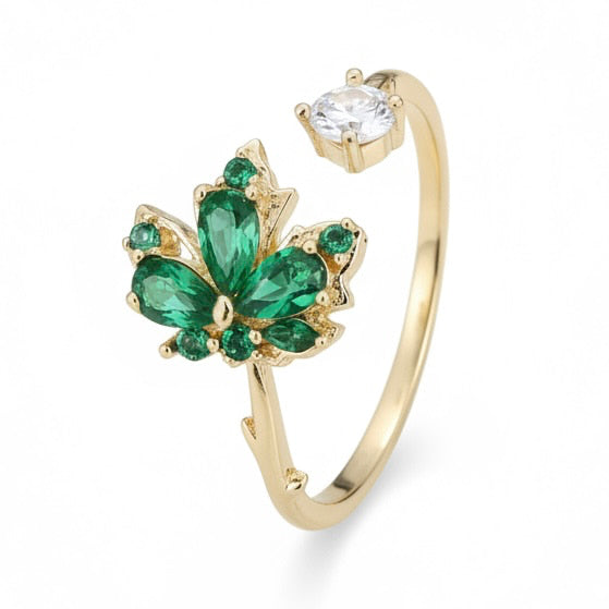 Ring offen mit grünem Ahornblatt CrystalScents