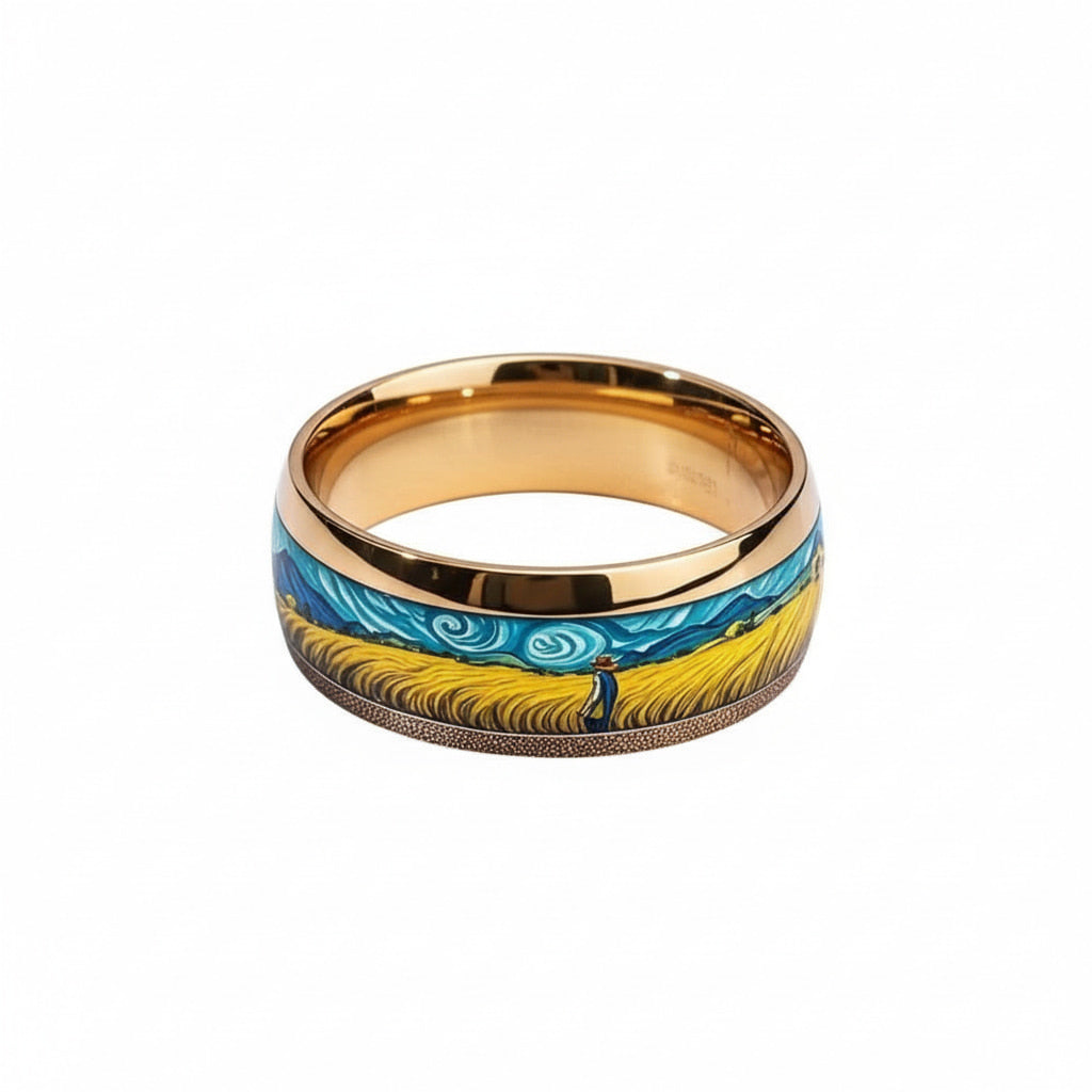 Ring mit Weizenfeld - Kunst für den Finger CrystalScents